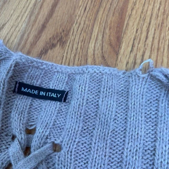 MADE IN ITALY Artsy Minimalist Lagenlook Mohair Wool Blend Ribbed Open Cardigan - Picture 10 of 14